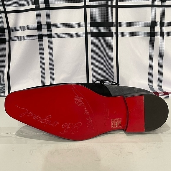 Emilio Franco shoes suede black/gray Oxford red bottom - Picture 5 of 5